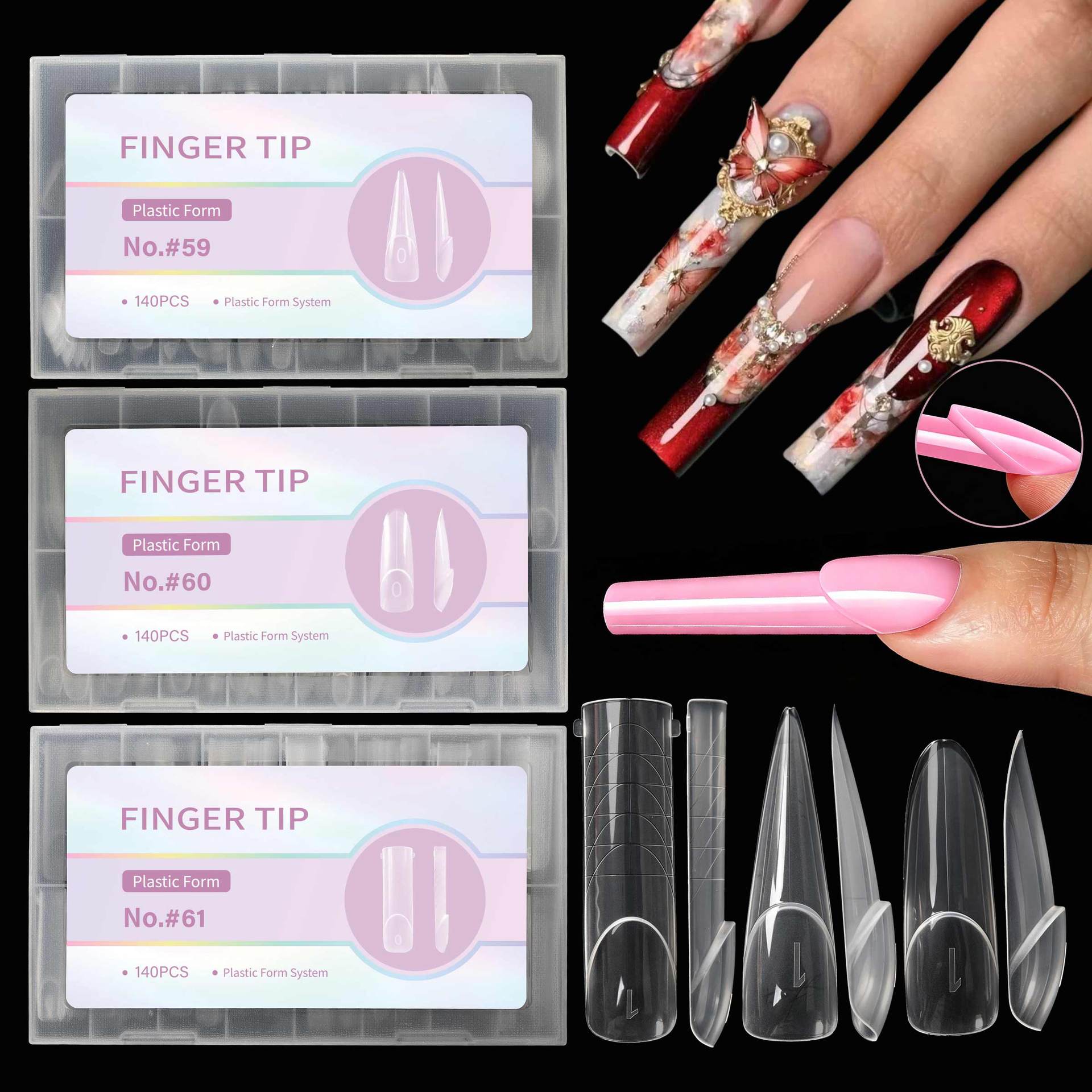 Nail Art Denim - 140 faux ongles à bord plat,