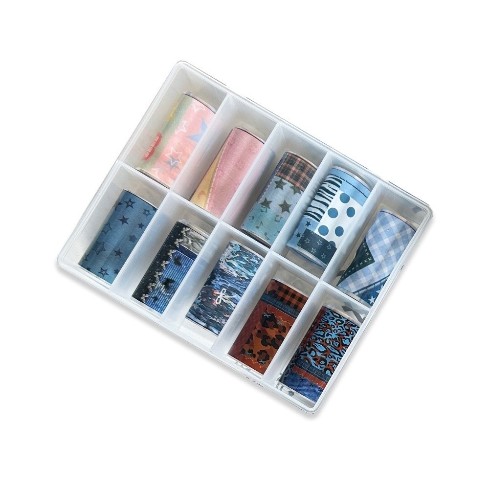 Nail Art Denim - 10 Rouleaux de Feuilles Adhésives Colorées