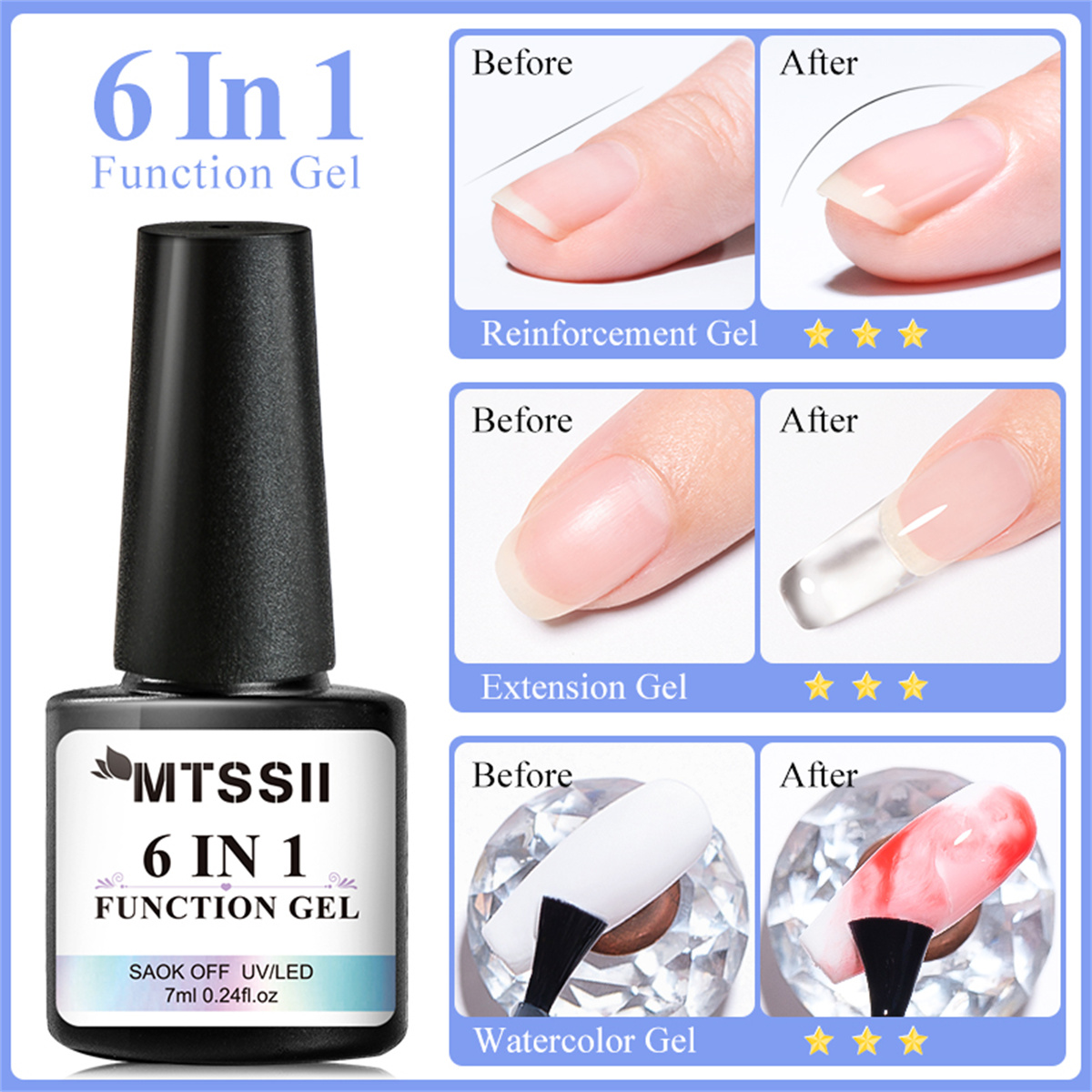Gel de colle pour ongles 6 en  - Peel Off Base Coat avis et prix